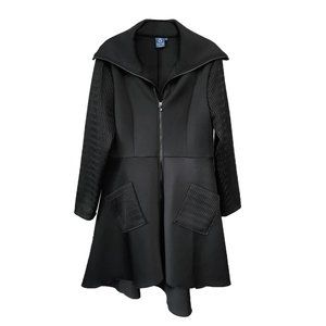 Samuel Dong Black Scuba Hi-Lo Coat Dress
